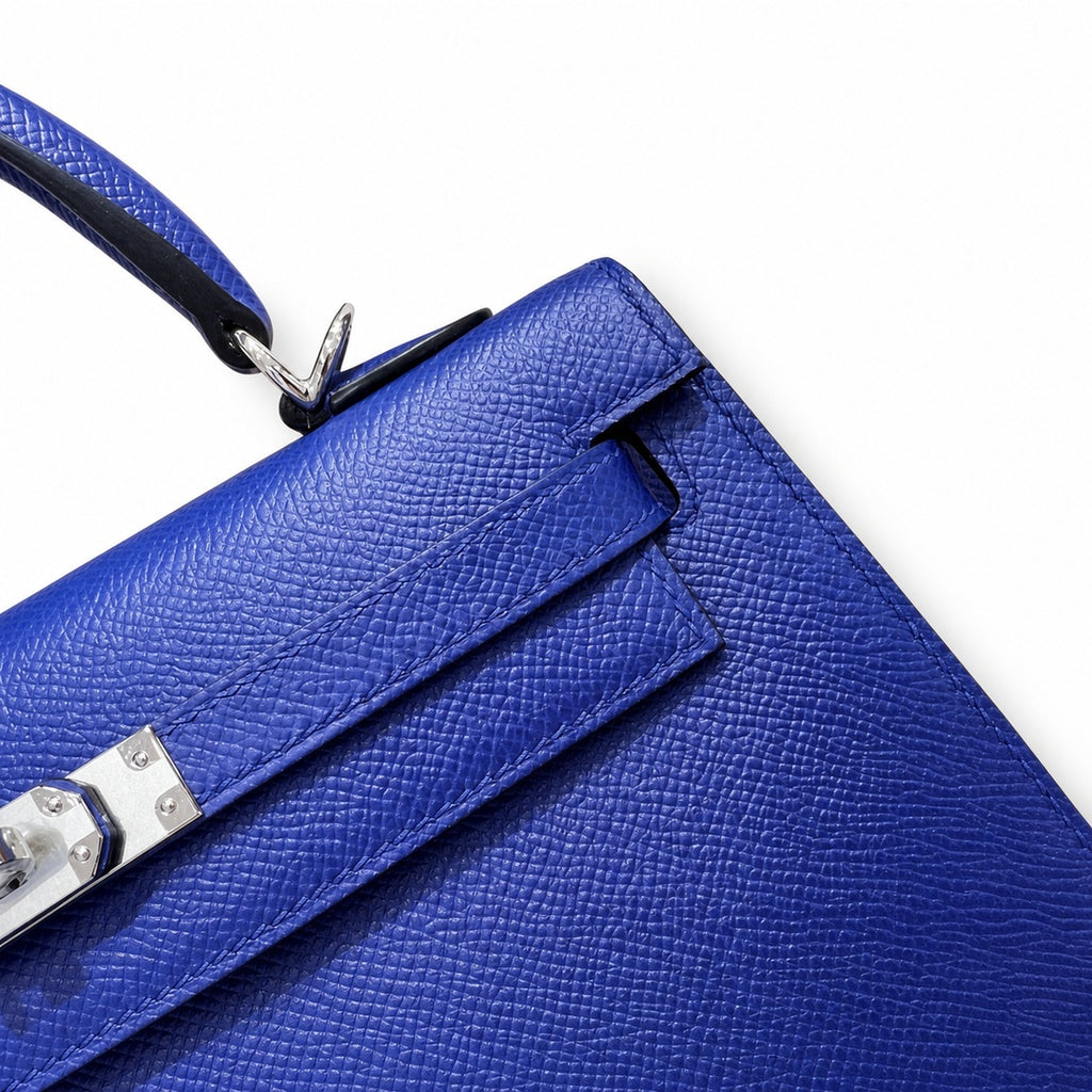 Kelly 25cm Epsom leather 7T BlueElectric electric blue top handcraft! Counter quality!
