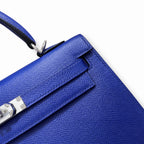 Kelly 25cm Epsom leather 7T BlueElectric electric blue top handcraft! Counter quality!