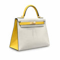 Kelly 28cm Epsom Leather S2 Trench Windbreaker Gray and 9D Jaune Amber Top Handmade! Counter quality!