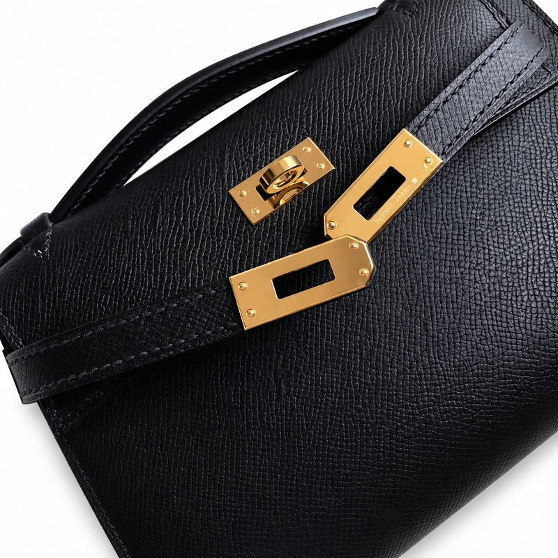 mini kelly 22 generation black epsom leather gold buckle and silver buckle ready for sale, every beautiful girl, an essential beauty bag
