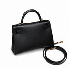 Style: mini kelly Color: ck89/Noir Size: 19*12*5.5cm Leather: epsom From France Hardware: gold Mini Kelly second generation, black, French imported cowhide, gold buckle, high-end fully handmade exclus