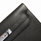 kelly Depeches clutch, Epsom leather 89 Noir black, top-notch craftsmanship! Counter quality!