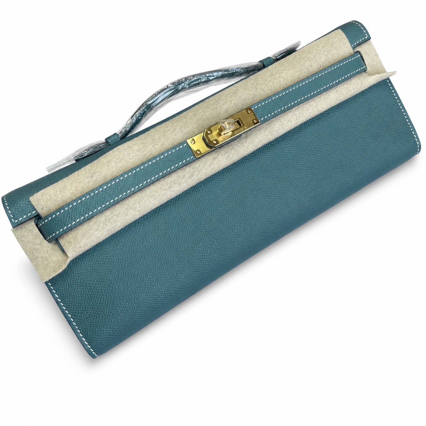 Kelly Cut 31 Clutch Epsom Leather Picture Denim Blue