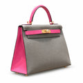 Kelly 28cm Epsom Leather 18 Etoupe Elephant Gray 8W Rose Azelee Lipstick Powder Top-notch Handmade! Counter quality!