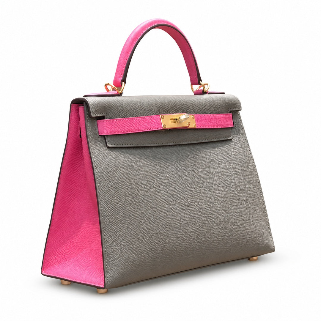 Kelly 28cm Epsom Leather 18 Etoupe Elephant Gray 8W Rose Azelee Lipstick Powder Top-notch Handmade! Counter quality!
