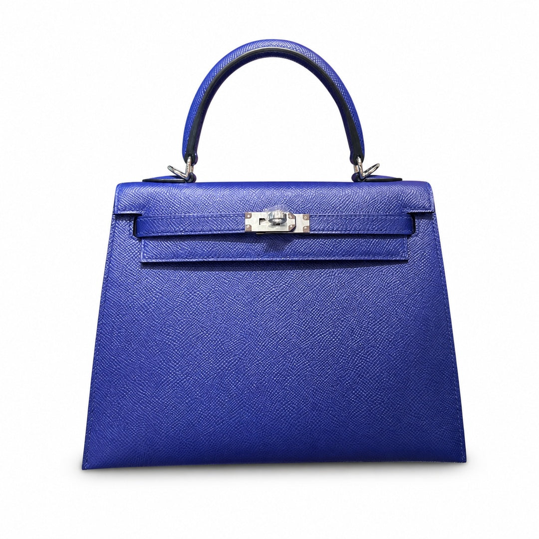 Kelly 25cm Epsom leather 7T BlueElectric electric blue top handcraft! Counter quality!