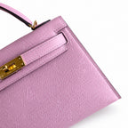 Fully hand-sewn👉Second generation Mini Kelly 19cm imported Epsom leather, malva purple, gold buckle