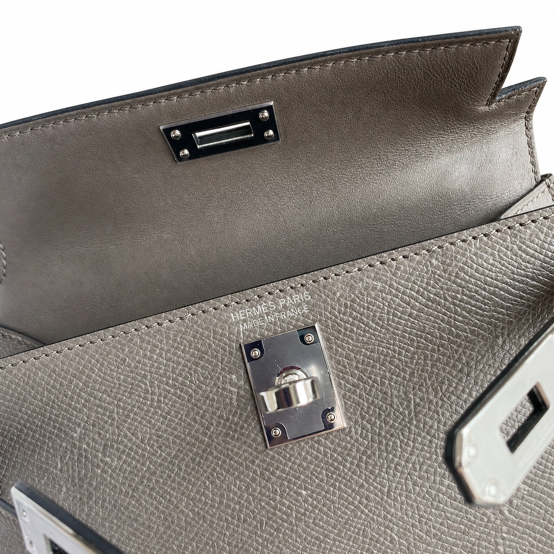 Fully hand-sewn👉Second generation Mini Kelly 19cm imported Epsom leather pewter gray silver buckle