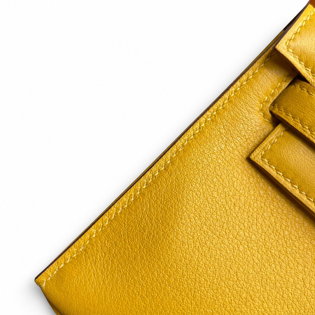 Kelly 1⃣️Kelly generation swift leather 9D amber yellow 22 cm fully handmade silver buckle electro-palladium
