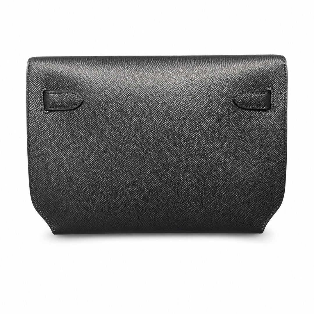 kelly Depeches clutch, Epsom leather 89 Noir black, top-notch craftsmanship! Counter quality!