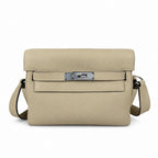 🆕 In stock Kelly Messenger messenger bag for men and women, gray silver buckle for windbreaker, imported leather, all-steel hand-waxed thread, the highest cost-effectiveness on the Internet. The class