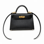 Style: mini kelly Color: ck89/Noir Size: 19*12*5.5cm Leather: epsom From France Hardware: gold Mini Kelly second generation, black, French imported cowhide, gold buckle, high-end fully handmade exclus