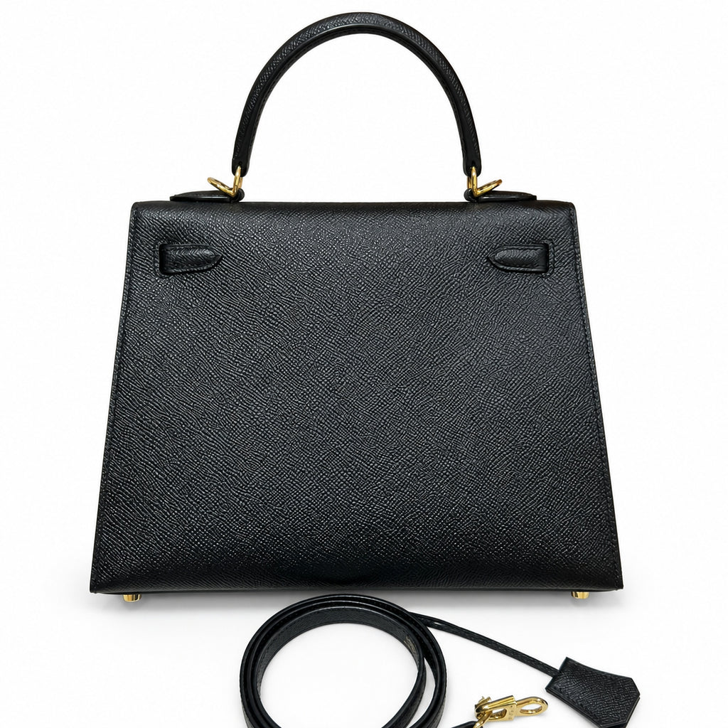 kelly25cm, ck89/Black, Epsom, gold, all handmade‼ ️Kelly 25cm, black, palm print, gold buckle, high-end handmade exclusive customization‼ ️Purely hand-made nails, hand-engraved hardware, fine steel Di