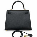 kelly25cm, ck89/Black, Epsom, gold, all handmade‼ ️Kelly 25cm, black, palm print, gold buckle, high-end handmade exclusive customization‼ ️Purely hand-made nails, hand-engraved hardware, fine steel Di