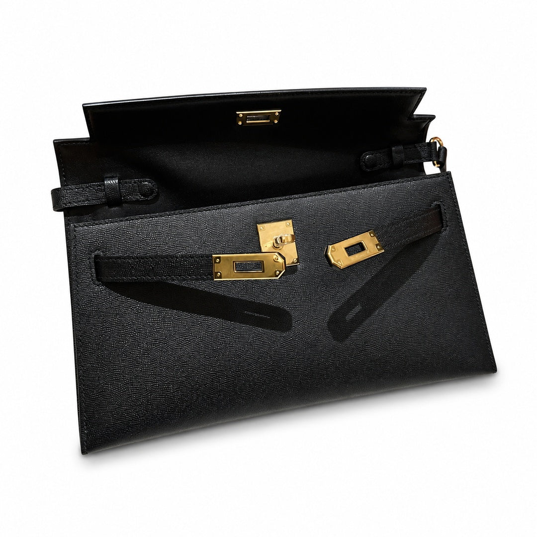 kelly elan、ck89/Black、Epson、gold、all handmade‼ ️H armpit bag, black, palm print, gold buckle, top hand-stitched wax thread production, pure handmade private high-end‼ ️‼ ️Purely hand-made nails, hand-