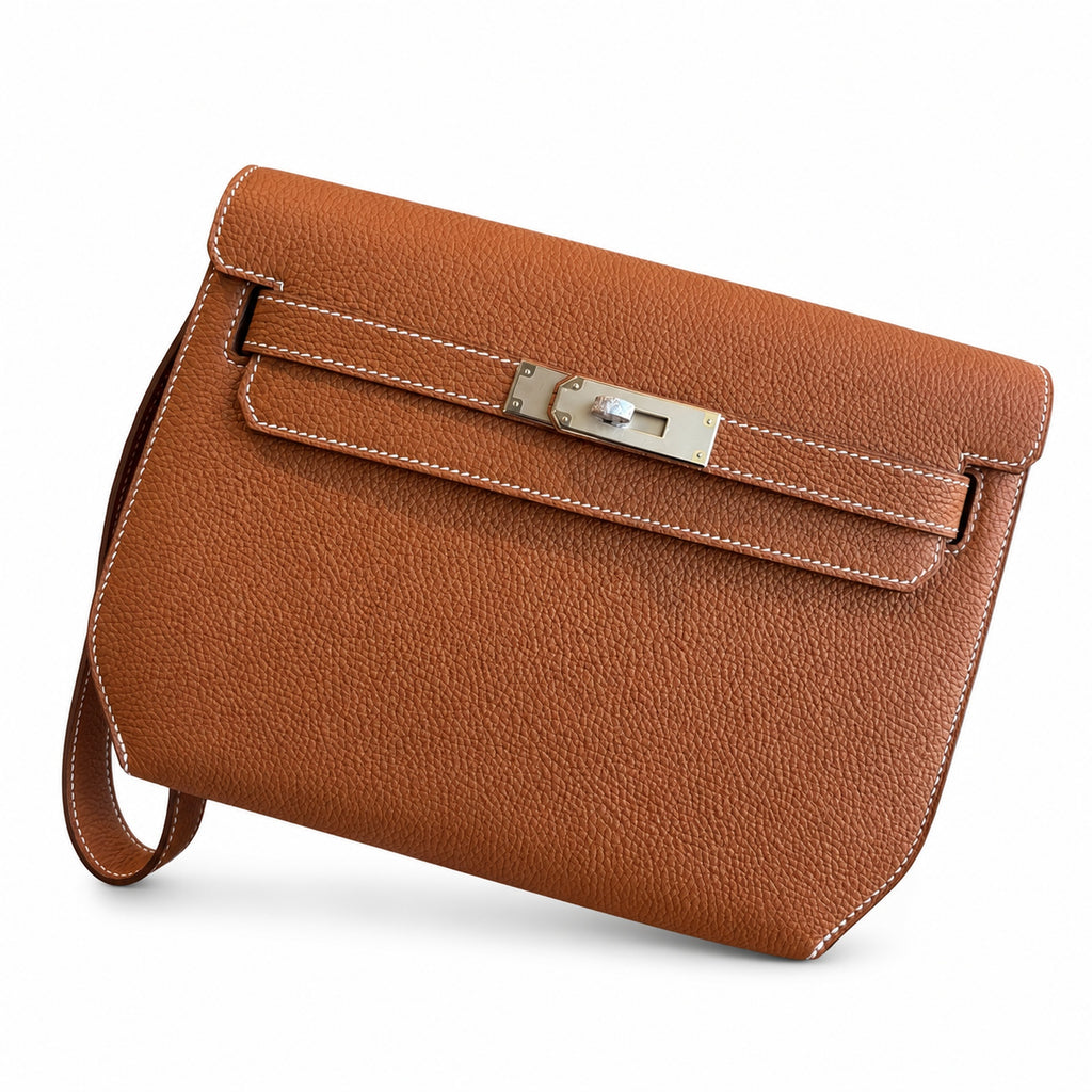 Kelly Depeches 25 clutch, Togo leather (with additional shoulder strap), can be worn cross-body, can be carried by hand or on the wrist, daily needs, seamless switch between business/leisure - central