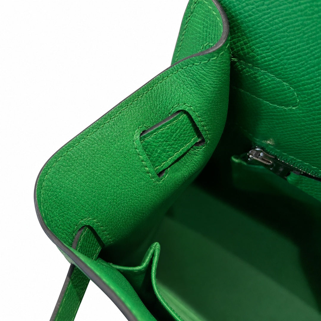 Kelly 25cm/28cm Epsom leather 1K Bombou bamboo green top handcraft! Counter quality!