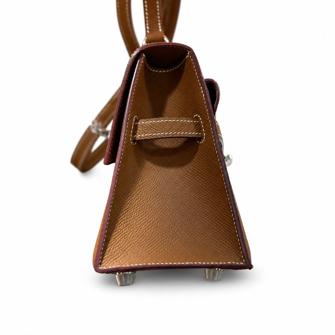 Latest new style 🆕 kelly latest style FW 2022 double-sided kelly epsom leather double-sided irregular design bold change new look more handsome and stylish 37 gold brown silver buckle