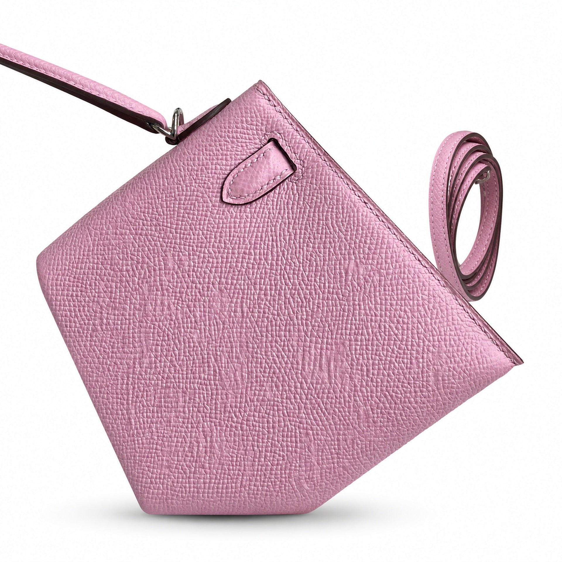 Fully hand-sewn👉Second generation Mini Kelly 19cm imported Epsom leather, malva purple, silver buckle