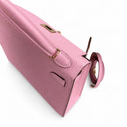 Fully hand-sewn👉Second generation Mini Kelly 19cm imported Epsom leather, malva purple, rose gold buckle