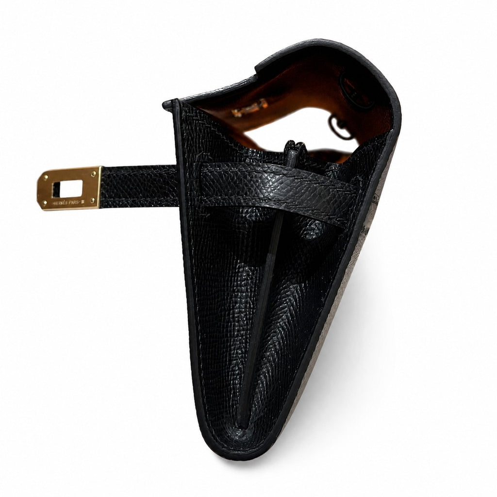 Style: Kelly to go Color: ck89/noir Size: 19*11.5*1.5cm Leather: epsom From France Hardware: gold shoulder crossbody bag, clutch bag, black, cowhide, gold buckle, high-end handmade exclusive customiza