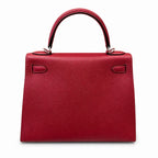 kelly28cm, K1/Rouge Grenat, Epsom, sliver, all handmade‼ ️Kelly 28cm, pomegranate red, palm print, silver buckle, high-end handmade exclusive customization‼ ️Purely hand-made nails, hand-engraved hard