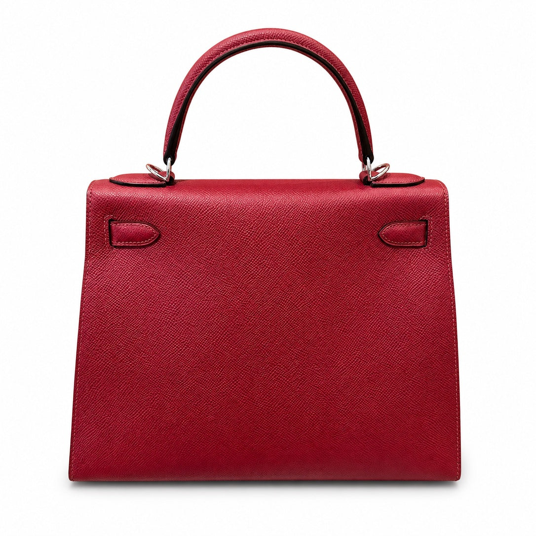 kelly28cm, K1/Rouge Grenat, Epsom, sliver, all handmade‼ ️Kelly 28cm, pomegranate red, palm print, silver buckle, high-end handmade exclusive customization‼ ️Purely hand-made nails, hand-engraved hard