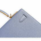 Kelly 32cm Epsom Leather 10 Craie Milkshake White R2 Blue Agate Bright Blue Top Handmade! Counter quality!