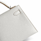 Fully hand-sewn👉Second generation Mini Kelly 19cm imported Epsom leather M4 milk gray silver buckle