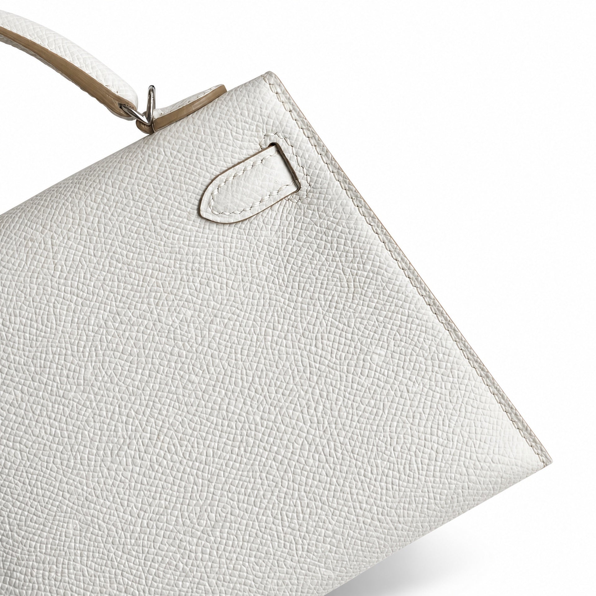 Fully hand-sewn👉Second generation Mini Kelly 19cm imported Epsom leather M4 milk gray silver buckle