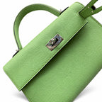 In stock: second generation Kelly 19cm imported Epsom leather avocado green 🥑 gold and silver buckle wax thread