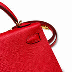 Style: mini kelly Color: Q5/Rouge casaque Size: 19*12*5.5cm Leather: epsom From France Hardware: gold Mini Kelly second generation, national flag red, French imported cowhide, gold buckle, high-end ha