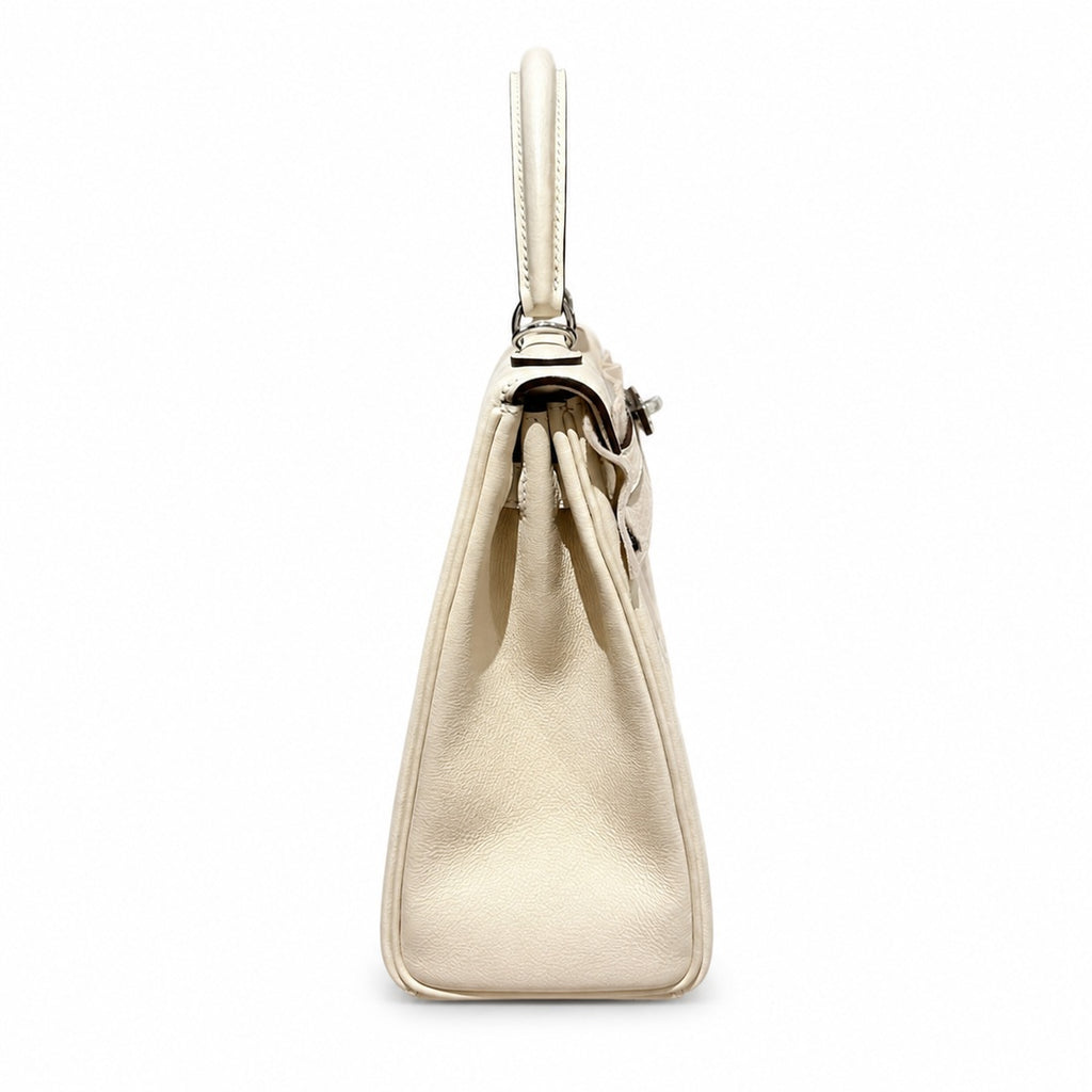 kelly in and out25cm, i2/Nata, Epsom, sliver, all handmade‼ ️Kelly Graffiti 25cm, cream white, palm print, silver buckle, high-end handmade exclusive customization‼ ️Purely hand-made nails, hand-engra