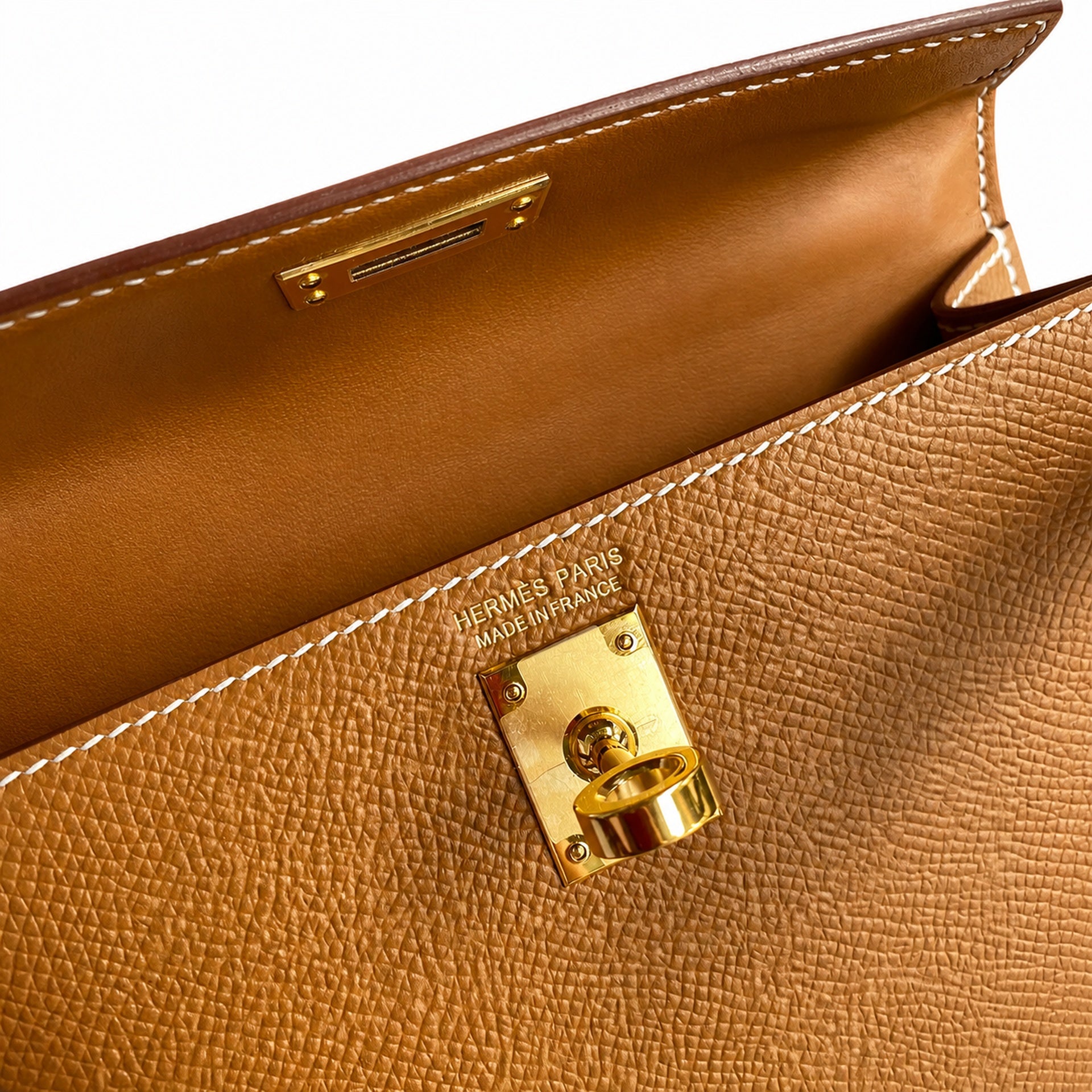 Second generation Mini Kelly 19cm Epsom leather, golden brown, gold buckle
