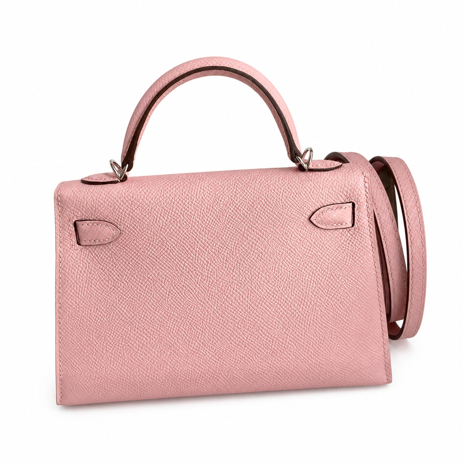 Fully hand-sewn👉Second generation Mini Kelly 19cm imported Epsom leather 3Q pink silver buckle