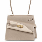 Kelly Desordre 20cm Sellier double-sided Epsom original palm print leather ck18 elephant gray Etoupe gold buckle GHw top hand sewing