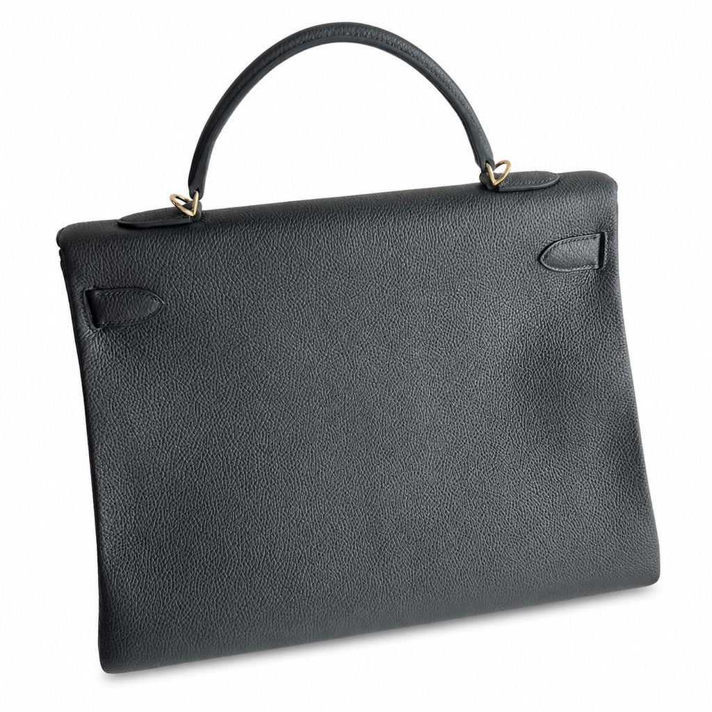 Kelly40cm togo original royal calfskin ck89 black top craftsmanship wax thread full stitching gold buckle