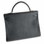 Kelly40cm togo original royal calfskin ck89 black top craftsmanship wax thread full stitching gold buckle