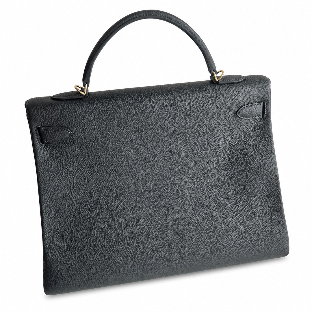 Kelly togo original royal calfskin ck89 black top craftsmanship wax thread full stitching gold buckle