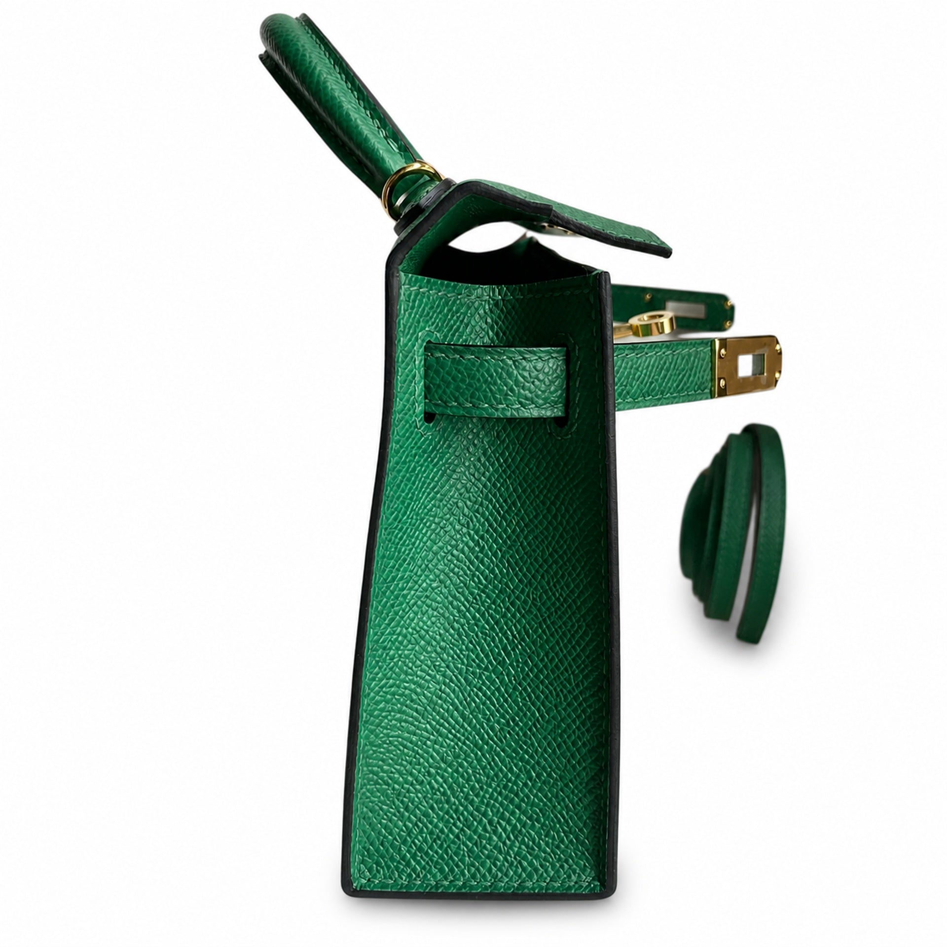 Fully hand-sewn👉Second generation Mini Kelly 19cm imported Epsom leather velvet green gold buckle