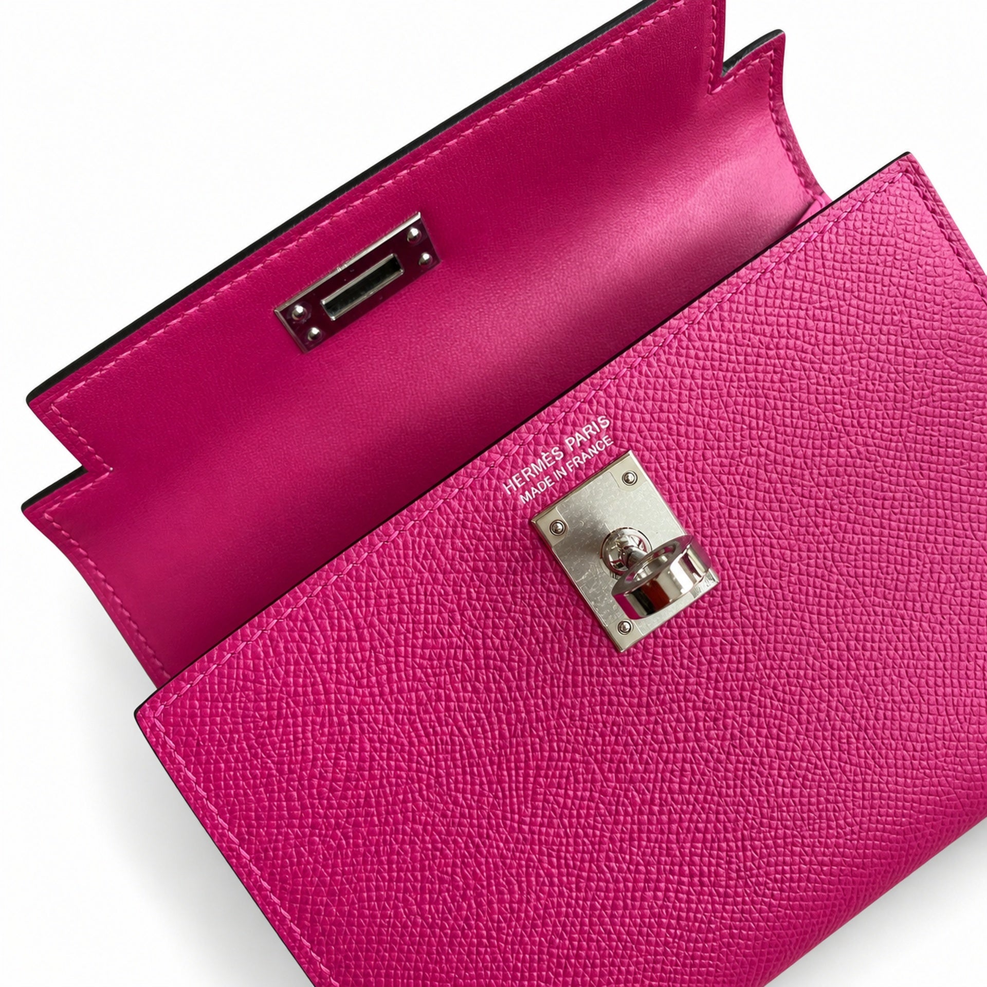 Fully hand-sewn👉Second generation Mini Kelly 19cm imported Epsom leather rose purple silver buckle
