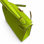 Fully hand-sewn👉Second generation Mini Kelly 19cm imported Epsom leather candy green gold and silver buckle