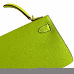 Fully hand-sewn👉Second generation Mini Kelly 19cm imported Epsom leather candy green gold and silver buckle