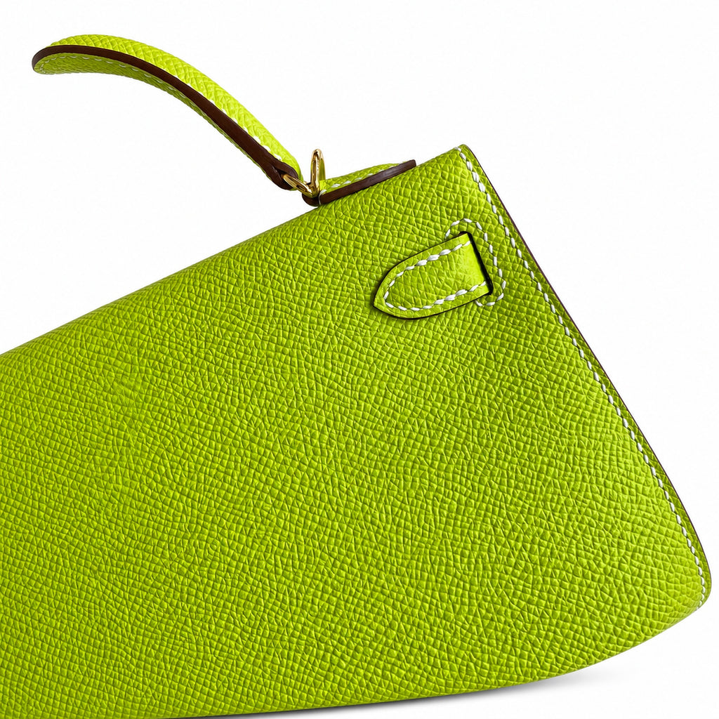 Fully hand-sewn👉Second generation Mini Kelly 19cm imported Epsom leather apple green gold buckle