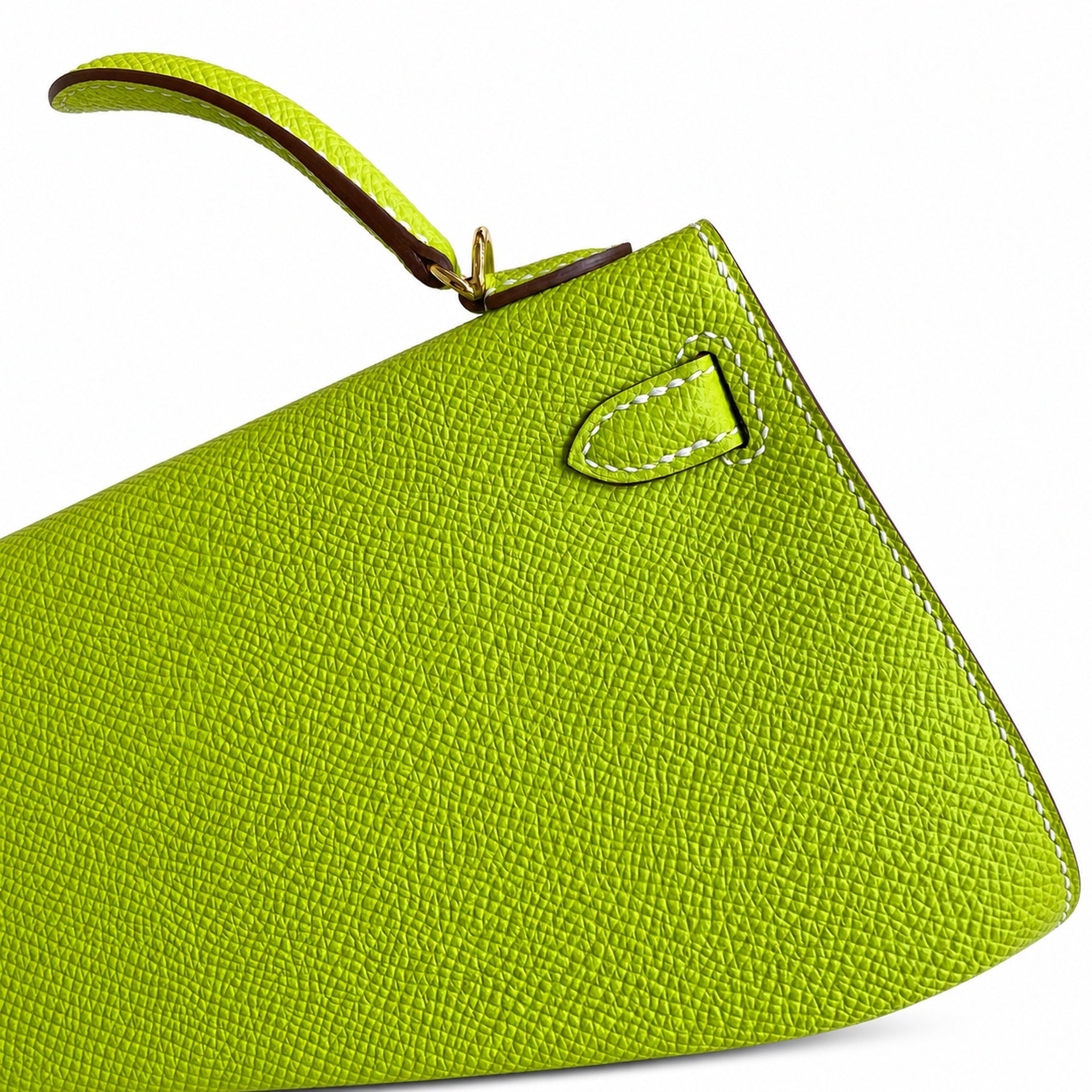 Fully hand-sewn👉Second generation Mini Kelly 19cm imported Epsom leather apple green gold buckle
