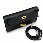 Style: Kelly to go Color: ck89/noir Size: 19*11.5*1.5cm Leather: epsom From France Hardware: gold shoulder crossbody bag, clutch bag, black, cowhide, gold buckle, high-end handmade exclusive customiza
