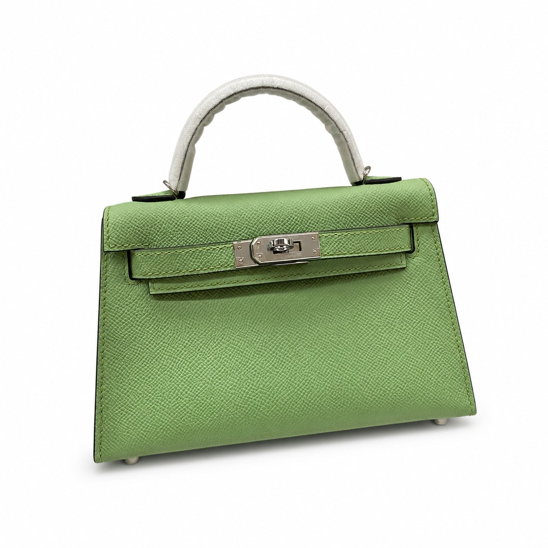 In stock: second generation Kelly 19cm imported Epsom leather avocado green 🥑 gold and silver buckle wax thread