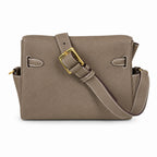 🆕 In stock Kelly Messenger messenger bag for men and women, elephant gray gold buckle, imported leather, all-steel hand-waxed thread, the highest cost-effectiveness on the Internet. The classic combin