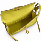 Fully hand-sewn👉Second generation Mini Kelly 19cm imported Epsom leather lemon yellow🍋 gold buckle