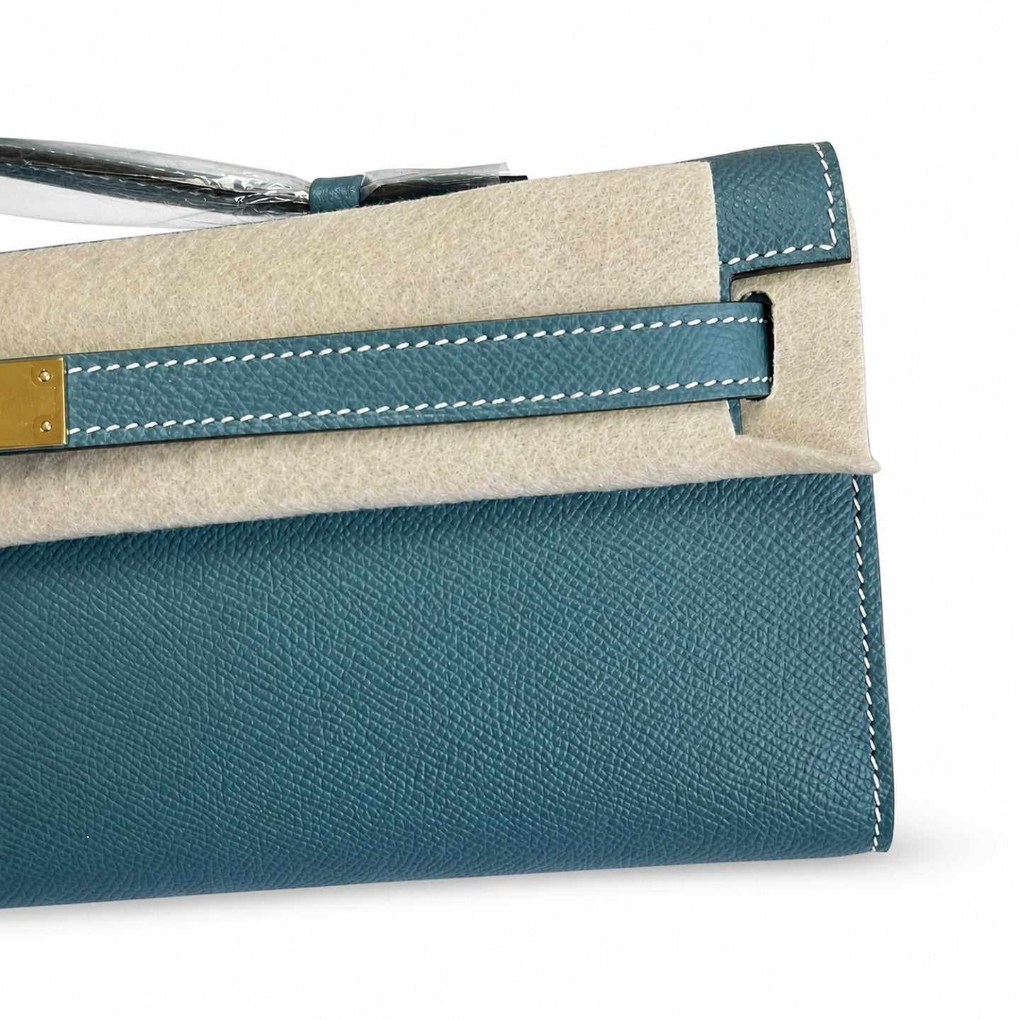 Kelly Cut 31 Clutch Epsom Leather Picture Denim Blue
